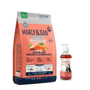 Marly & Dan Senior Dog Medium & Large Breed Fresh Salmon Holistic & Hypoallergenic 12kg sausas ėdalas + LAB V Lašišų aliejus šunims ir katėms 500ml