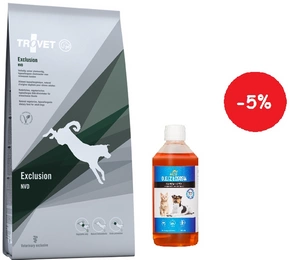 TROVET NVD Exclusion - Vegetariška dieta (šuniui) 12,5kg + LAB V Lašišų aliejus šunims ir katėms 500ml