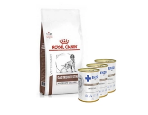 ROYAL CANIN Gastro Intestinal Moderate Calorie GIM23 15kg + ENZO VET Žarnyno dieta šunims su ėriena 3x400g