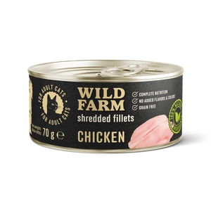 WILD FARM Fillets Chicken 70g - drėgnas kačių maistas be grūdų, filė sultinyje