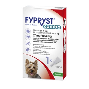 Fypryst Combo 67 mg/60,3 mg, užlaš. tirpalas mažiems šunims (2-10kg) 1 pipetė10 PIP