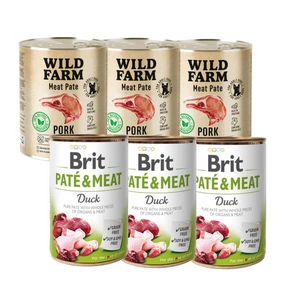 BRIT PATE & MEAT DUCK 3x800g + WILD FARM Pate Pork 3x800g