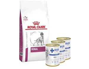 ROYAL CANIN Renal RF 14 2kg + ENZO VET Inkstų dietos inkstų ligoms gydyti su jautiena šunims 3x400g