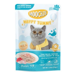 MOOCHIE Happy Tummy Tunas su vištienos krūtinėlės gabaliukais želė (sveika žarnyno veikla) 70 g