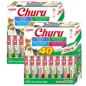 INABA Churu katėms - mišraus skonio su jūros gėrybėmis 80x14g