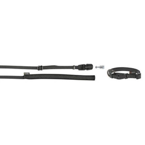 KERBL Komplektas GoLeyGo, apykaklės ir pavadėlio diržai su adapteriu 15 mm x 29-45 cm, 1 cm x 1,4-2 m, juoda, S, maks.15 kg