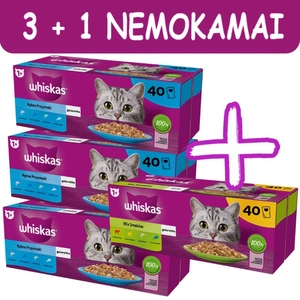 WHISKAS Suaugusiųjų krepšeliai 120x85g + 40x85g NEMOKAMAI