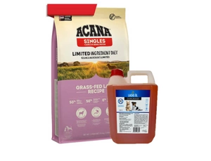 ACANA SINGLES Žole šerta ėriena 11,4kg + LAB V Lašišų aliejus šunims ir katėms 5000ml