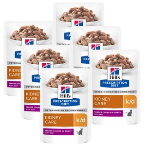HILL'S PD Prescription Diet Feline k/d Kidney Care With Beef su jautiena 6x85g