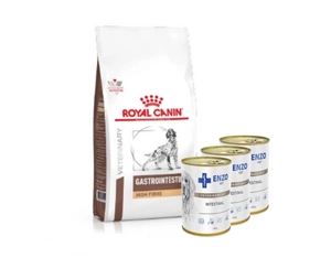 ROYAL CANIN Fibre Response Gastrointestinal 14kg + ENZO VET Žarnyno dieta šunims su ėriena 3x400g