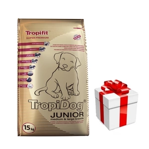 TROPIDOG Super Premium junior vidutinių ir didelių veislių kalakutiena, lašiša ir kiaušiniai 15kg + Staigmena Šunui