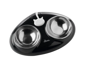 Hunter Moulins dvigubas dubenėlis katėms 150 ml juodas