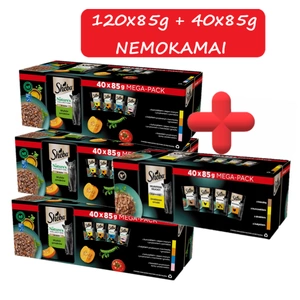 SHEBA Nature's Collection Flavour Selection - Visavertis drėgnas ėdalas suaugusioms katėms, su padažu 120x85g + 40x85g NEMOKAMAI