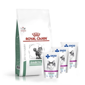 ROYAL CANIN Diabetic DS 46 400g + ENZO VET Sterilizuota su veršiena padaže 3x100g