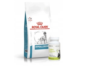 ROYAL CANIN Hypoallergenic DR21 14kg + LAB-V Calm Support - streso ir elgesio sutrikimų simptomų palaikymas 45 kapsulės