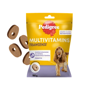 PEDIGREE Multivitaminai virškinimui, papildomas pašaras suaugusiems šunims, vištienos skonio, 180 g