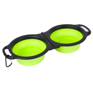 NUXIE® Dvigubas sulankstomas kelioninis dubenėlis šunims, katėms, vandeniui, maistui su karabinu 2x 350ml