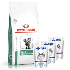 ROYAL CANIN Satiety Support Weight Management SAT 34 3,5kg + ENZO VET Sterilizuota dieta sterilizuotoms katėms su kalakutiena želė 3x100g