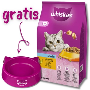 WHISKAS Sterile 14kg - sausas ėdalas katėms po sterilizacijos su vištiena + KAČIŲ DUBENĖLIS NEMOKAMAI !!!