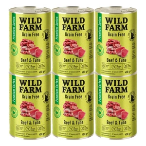 WILD FARM Premium Grain Free Beef and Tuna 6x400g - kačių maistas be grūdų