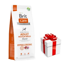 BRIT CARE Dog Hypoallergenic Adult Medium Breed Lamb 12kg + STAIGMENA ŠUNUI
