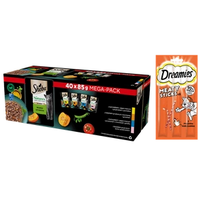 SHEBA Nature's Collection Flavour Selection 40x85 g + DREAMIES 30g NEMOKAMAI