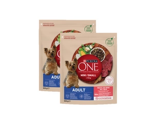 PURINA ONE Mini Adult Beef, Rice - sausas maistas šunims - 2x800g