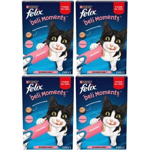 Felix Deli Moments Kreminiai kačių užkandžiai su lašiša 4x(4x10g)