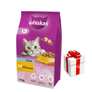 WHISKAS Sterile 3,8 kg - sausas ėdalas suaugusioms katėms po kastracijos, su gardžia vištiena + Staigmena katei
