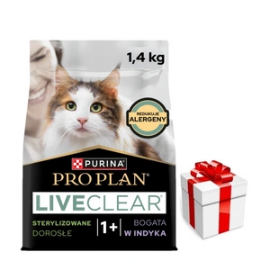 PRO PLAN LiveClear Maistas suaugusiems katėms po sterilizacijos, turtingas kalakutiena, 1,4 kg + Staigmena katei