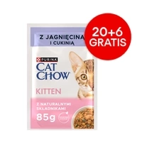 CAT CHOW Kačiukų ėdalas su ėriena ir cukinija padaže 85g - 20 pakuočių + 6 NEMOKAMAI !!!