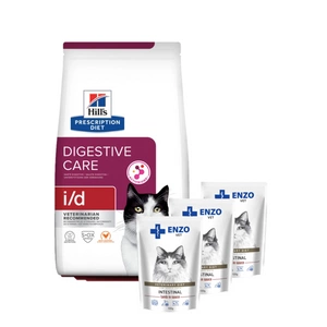 HILL'S PD Prescription Diet Feline i/d 400g + ENZO VET Žarnynas su ėriena padaže katėms 3x100g