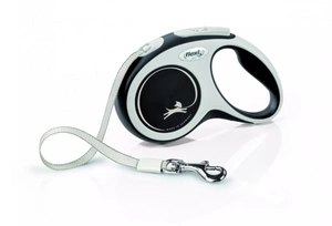 FLEXI New Comfort pavadėlis juodas L 8 m iki 50 kg - diržas