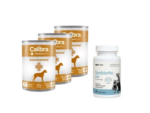 Calibra Veterinary Diets Dog Gastrointestinal 3x400g + LAB-V Synbiotic Vet - virškinamojo trakto sveikata ir žarnyno mikroflora šunims ir katėms 45 kapsulės