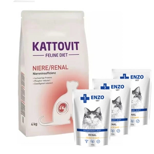 Kattovit Niere/Renal 4kg sausas maistas + ENZO VET Renal su vištiena padaže katėms 3x100g