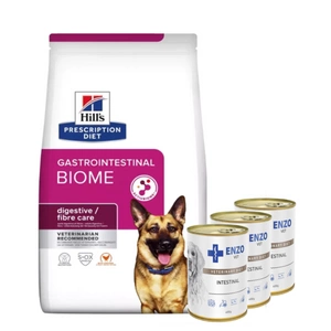HILL'S PD Prescription Diet Canine Gastrointestinal Biome 1,5kg + ENZO VET Žarnyno dieta šunims su ėriena 3x400g