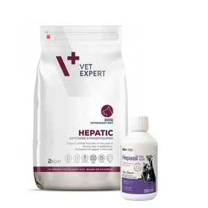 VETEXPERT Veterinary Diet Hepatic Dog 2kg + Lab-v Hepasil Dog & Cat preparatas šunų ir kačių kepenų veiklai gerinti 250 ml