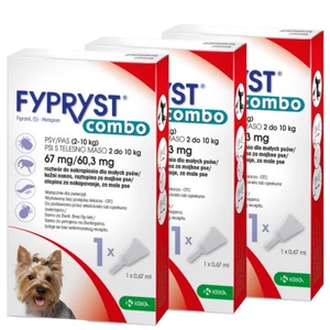 Fypryst Combo 67 mg/60,3 mg, užlaš. tirpalas mažiems šunims (2-10kg) 1 pipetė10 PIP - 3vnt.