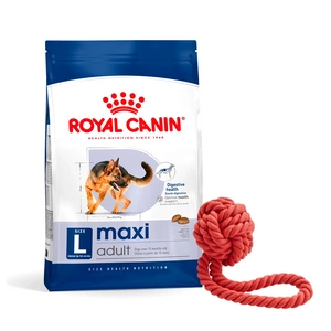 ROYAL CANIN Maxi Adult 4kg sausas ėdalas suaugusiems šunims, iki 5 metų amžiaus, didelėms veislėms + nemokamas kamuolys šuniui