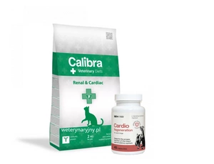 Calibra Veterinary Diets Cat Renal/Cardiac 2kg + LAB-V Cardio Regeneration - Širdies ir kraujagyslių parama šunims ir katėms 45 kapsulės