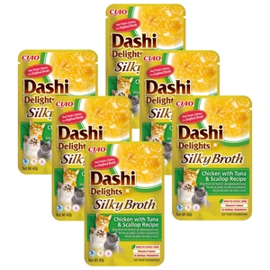 INABA Dashi Delights šilkinis sultinys su vištiena, tunu ir šukutėmis 6x40g