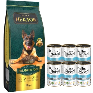 HEKTOR BALANCED Adult 15kg + Dolina Noteci PREMIUM su ėriena 6x400g