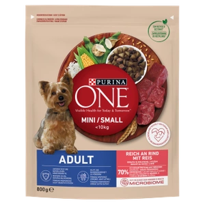 PURINA ONE Mini Adult Beef, Rice - sausas maistas šunims - 800g