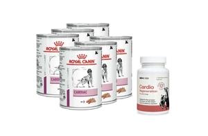 ROYAL CANIN Cardiac 6x410g skardinė + LAB-V Cardio Regeneration - Šunų ir kačių širdies ir kraujotakos sistemos veiklai palaikyti 90 kapsulių