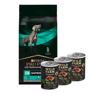 PURINA Veterinary PVD LT Gastrointestinal (šunims) 12kg + Wild Farm Monoprotein Beef 3x400g hipoalerginis maistas šunims
