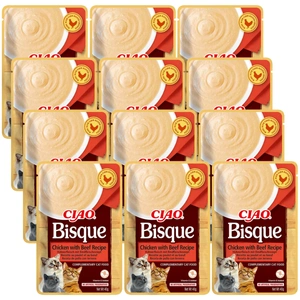 INABA Cat Ciao Bisque - vištienos ir jautienos skonio papildomas ėdalas katėms 12x40g