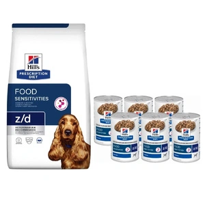 HILL'S PD Prescription Diet Canine z/d Food Sensitivities 3kg + HILL'S PD Prescription Diet Canine z/d Food Sensitivities Original 6x370g