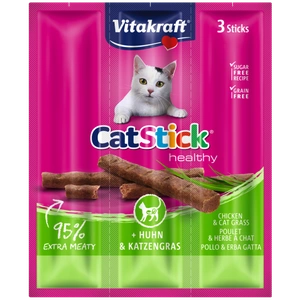 VITAKRAFT Cat Stick Kabanosy su vištiena ir žole katėms 18g