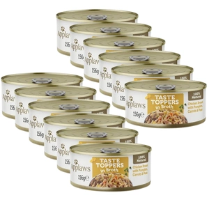 Applaws Taste Toppers Natūralus drėgnas šunų maistas Vištiena su moliūgais, morkomis ir žirneliais sultinyje 12x156g skardinė