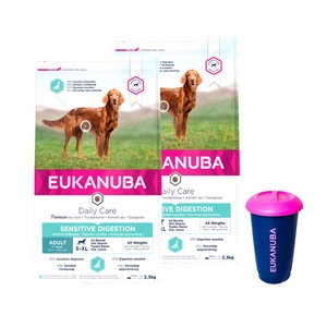 EUKANUBA Sensitive Digestion Puppy 2x2,3kg + Maisto konteineris 4,5 kg NEMOKAMAI